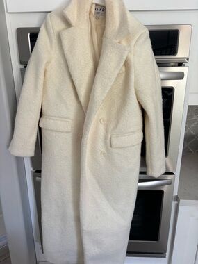 NA-KD Cream Teddy Long Trench Coat